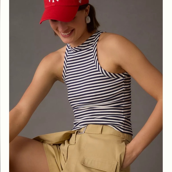NEW‼️Maeve by Anthropologie Ribbed Tank -Navy MEDIUM - Picture 2 of 7